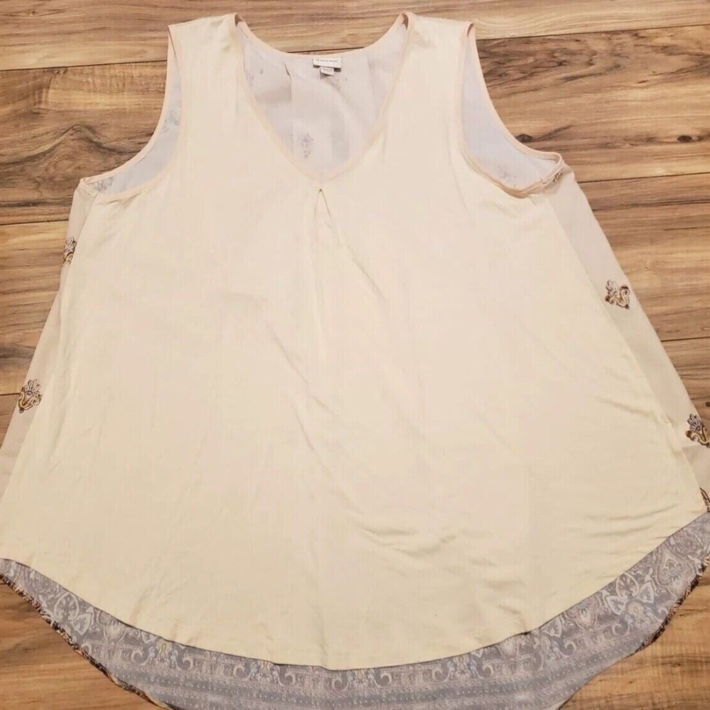 Merona Target Paisley Back Boho Pink Blouse Sleeveless V-neck Top Plus Size 2XL